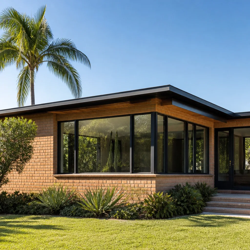 Modern home with professional window replacement and black framed windows